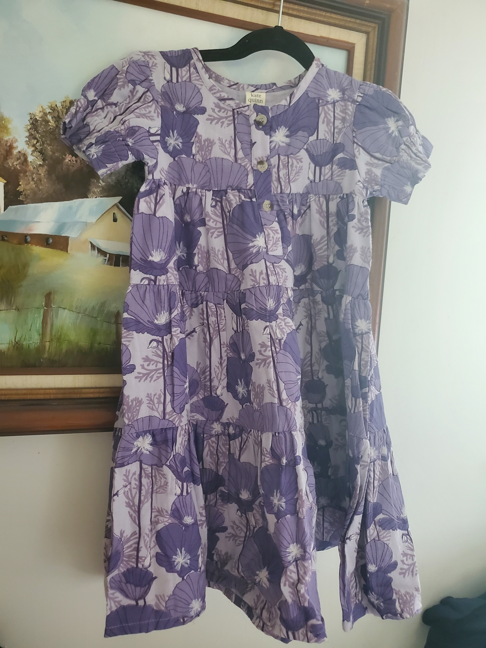 kate quinn 3t Purple Floral Tiered Dress